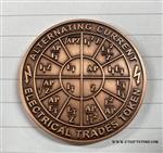 AC / DC 2 sided Ohms Law Coin Copper Medallion - Electrical Trades Token CHALLENGE COIN